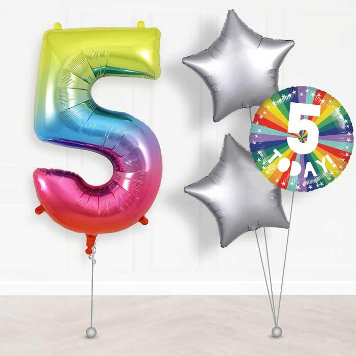 Age 5 5th Birthday Rainbow Balloon Package