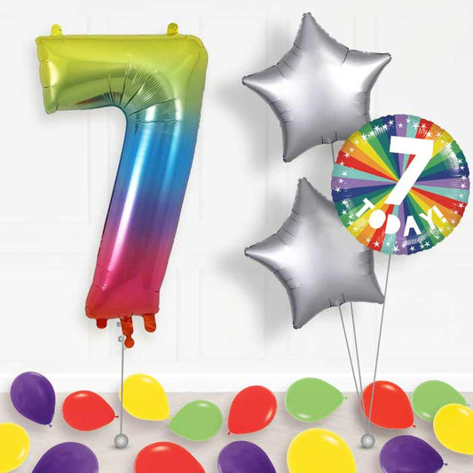 Age 7 7th Birthday Rainbow Balloon Package