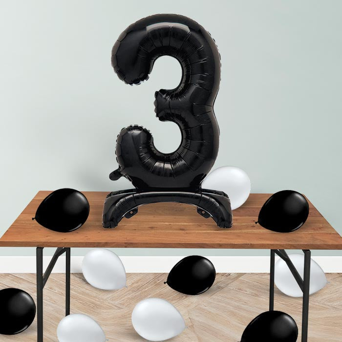 Black Numbers 0-9 Birthday Inflated Standing Balloon Decoration