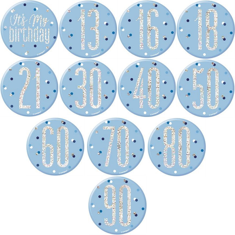 Blue and Silver Birthday & Age Milestone Badges