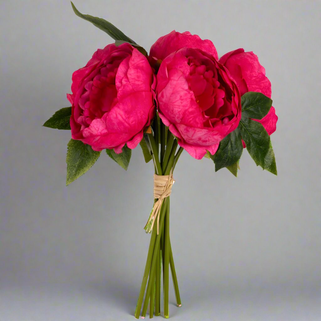 Bunch of Fuschia Pink Artificial Peony Flowers