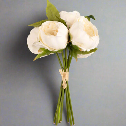 Bunch of Ivory Artificial Peony Flowers