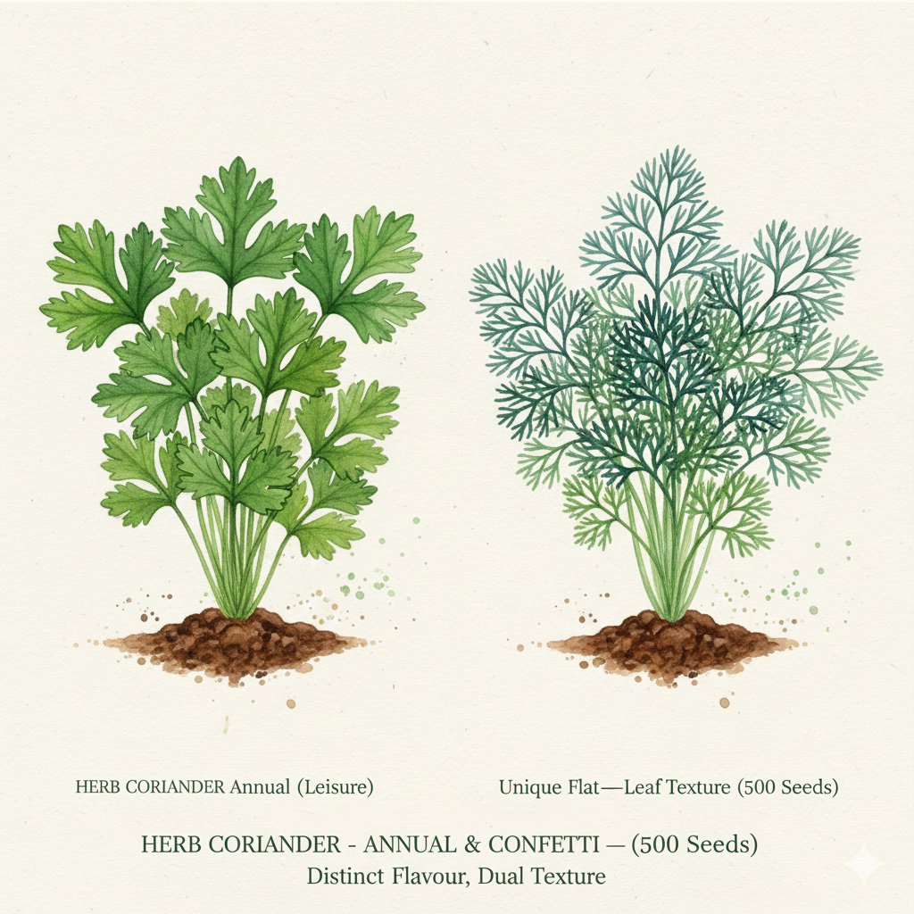 Fresh Coriander Seeds for Gardening - Choose 'Leisure' or 'Confetti' Varieties (100-125 Seeds)