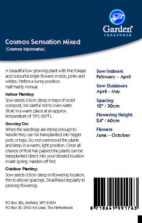 Cosmos Sensation Mixed Seeds planting instructions