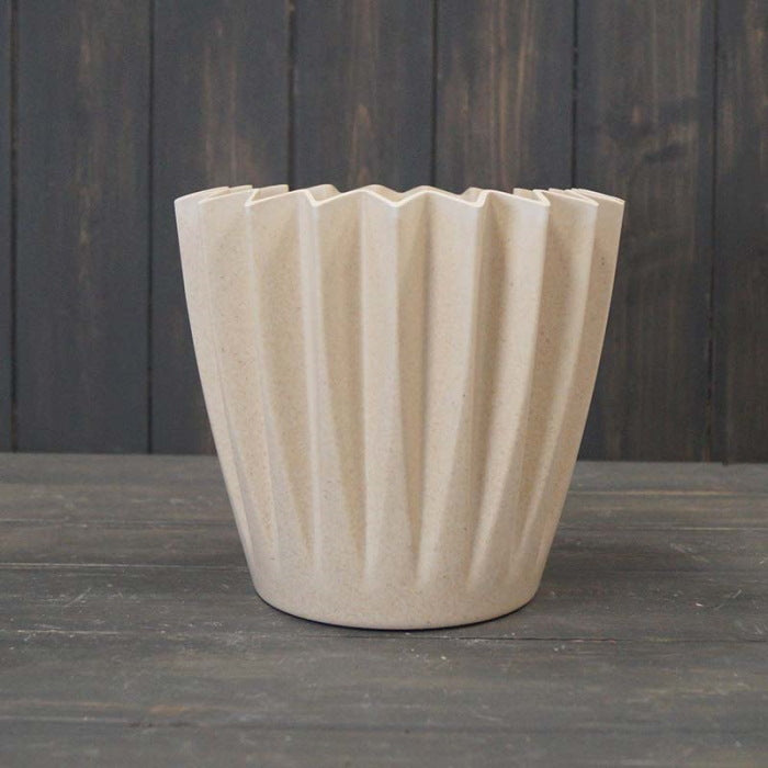 Corrugated Bamboo Plant Pot Earthy Natural (19cm)