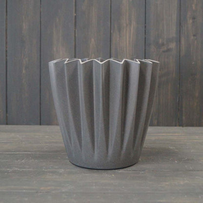 Anthracite Grey Corrugated Bamboo Plant Pot