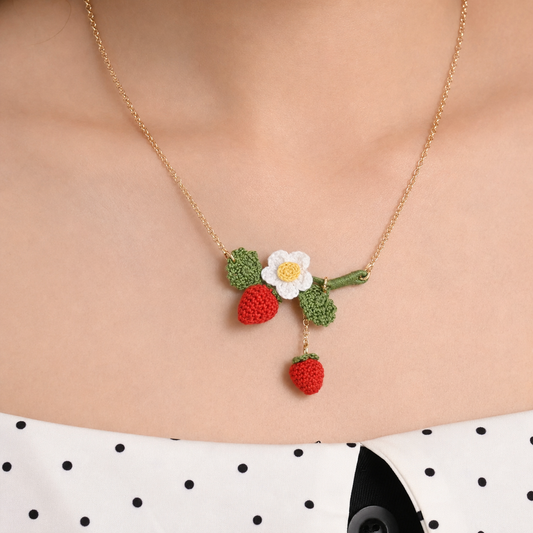 Strawberries Necklace Handcrafted Strawberry Gift