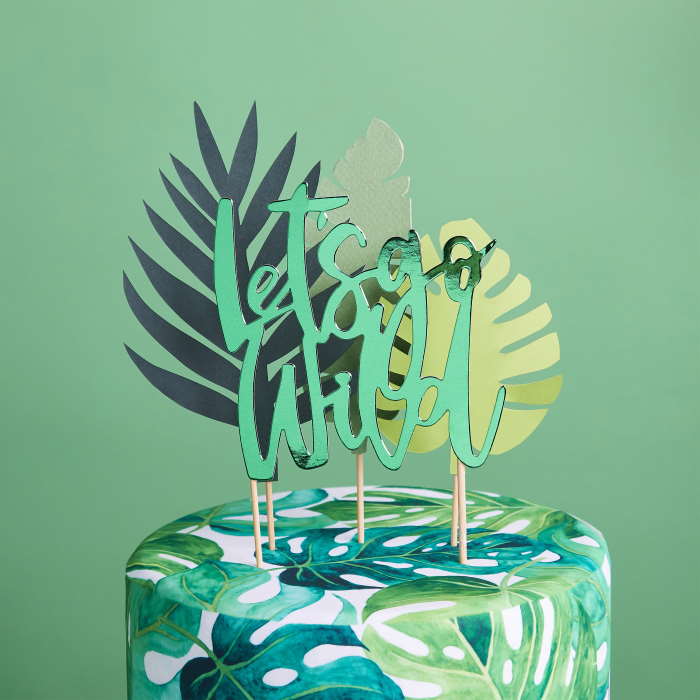 Tropical Cake Topper Set on a cake