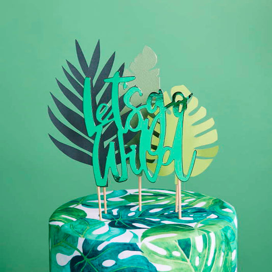 Tropical Cake Topper Set on a cake