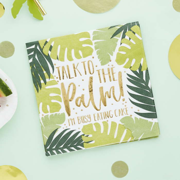 Tropical Leaf Napkins on a party table