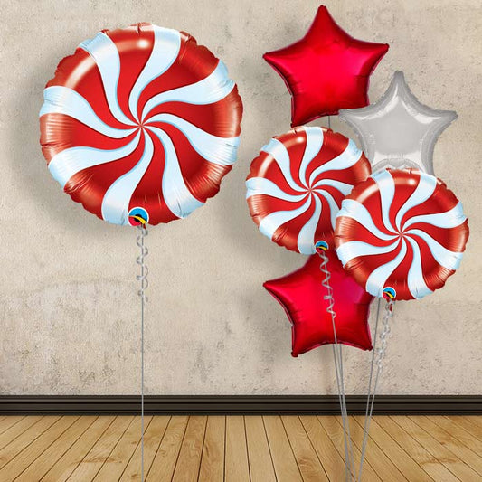 Red Candy Swirl Balloon in a Box - 1 Balloon | Small Indoor Plants