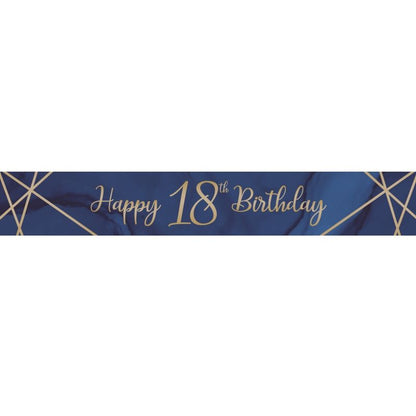 Blue and Gold Geode 18th Birthday Foil Banners