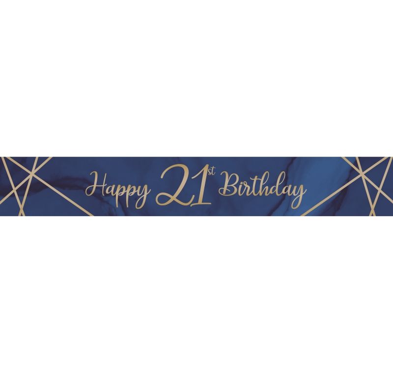 Blue and Gold Geode 21st Birthday Foil Banners