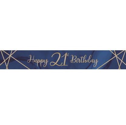 Blue and Gold Geode 21st Birthday Foil Banners