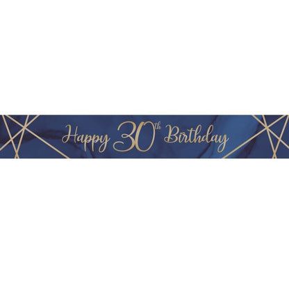 Blue and Gold Geode 30th Birthday Foil Banners