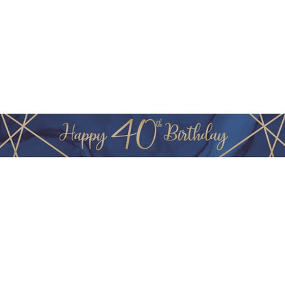 Blue and Gold Geode 40th Birthday Foil Banners