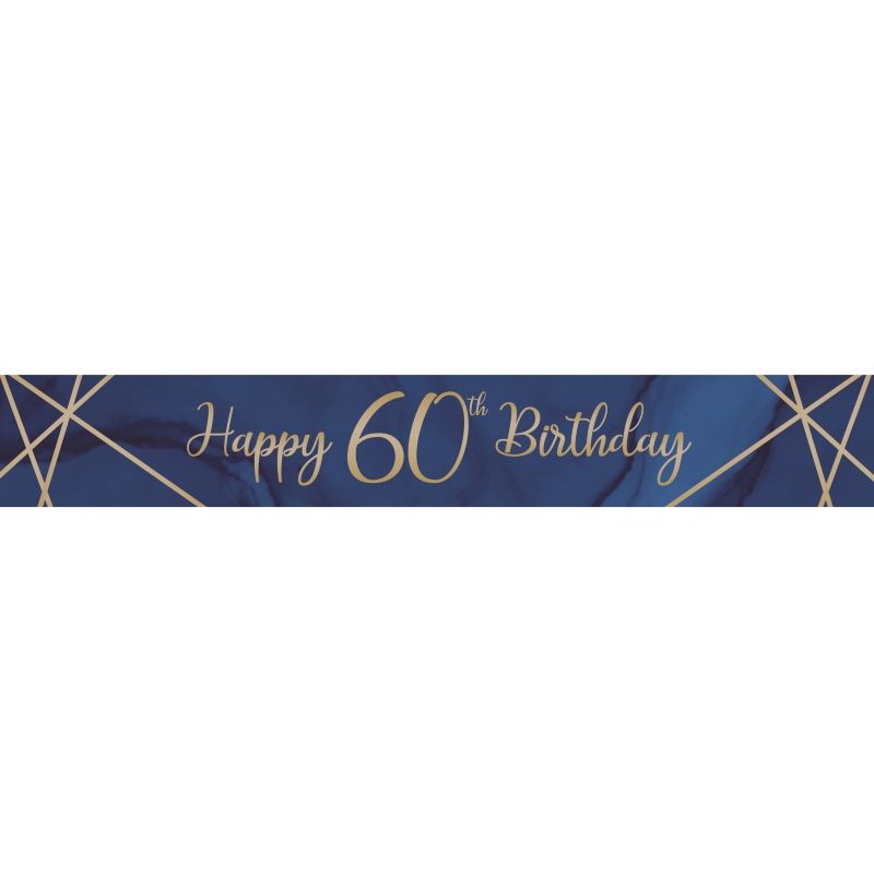 Blue and Gold Geode 60th Birthday Foil Banners