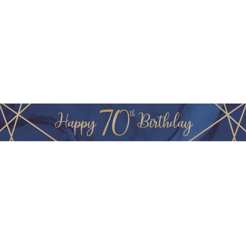 Blue and Gold Geode 70th Birthday Foil Banners