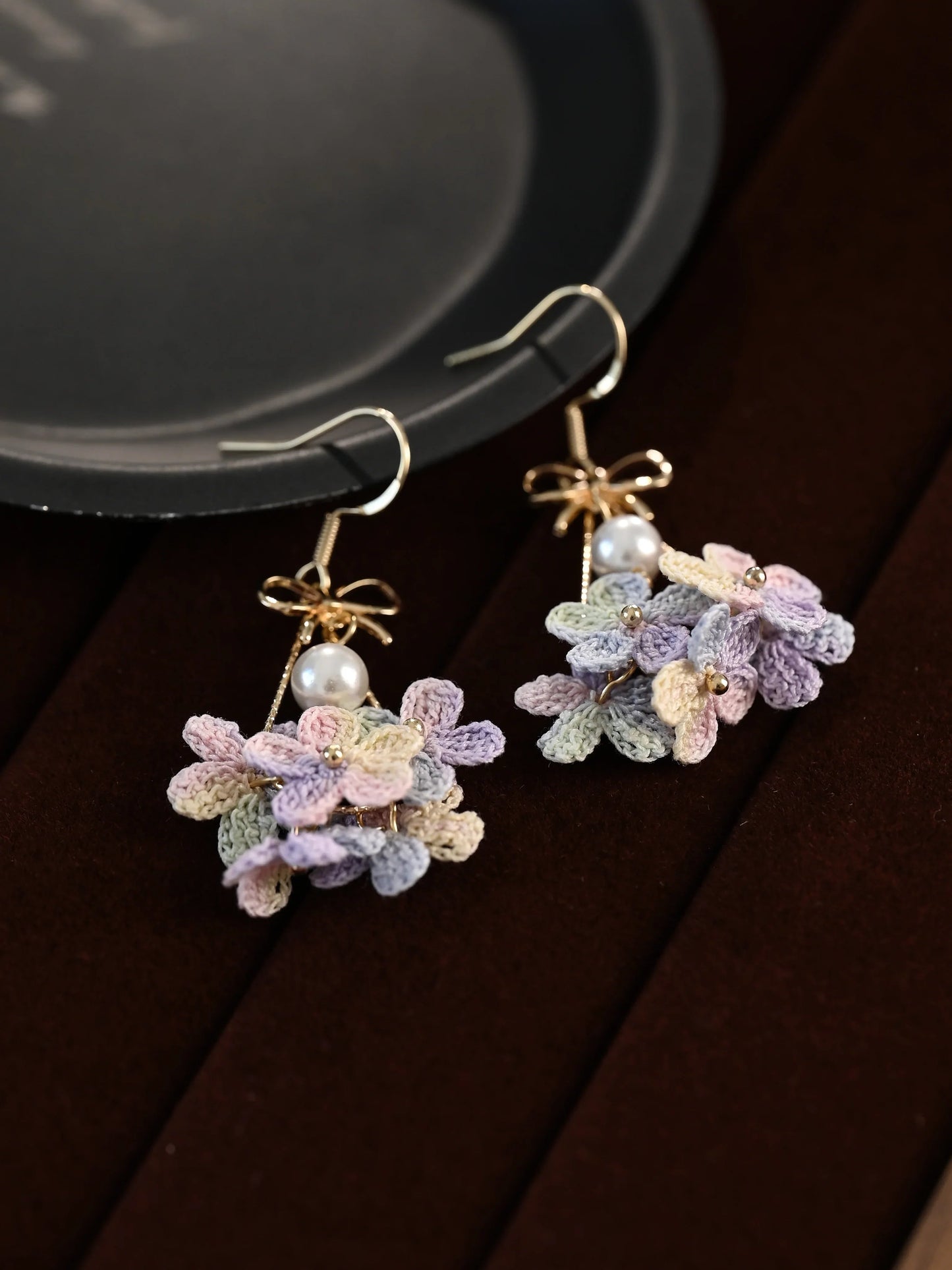 Blossom Dewdrop Micro Earrings Handmade Crochet Gift