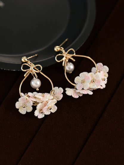 Blossom Dewdrop Micro Earrings Handmade Crochet Gift