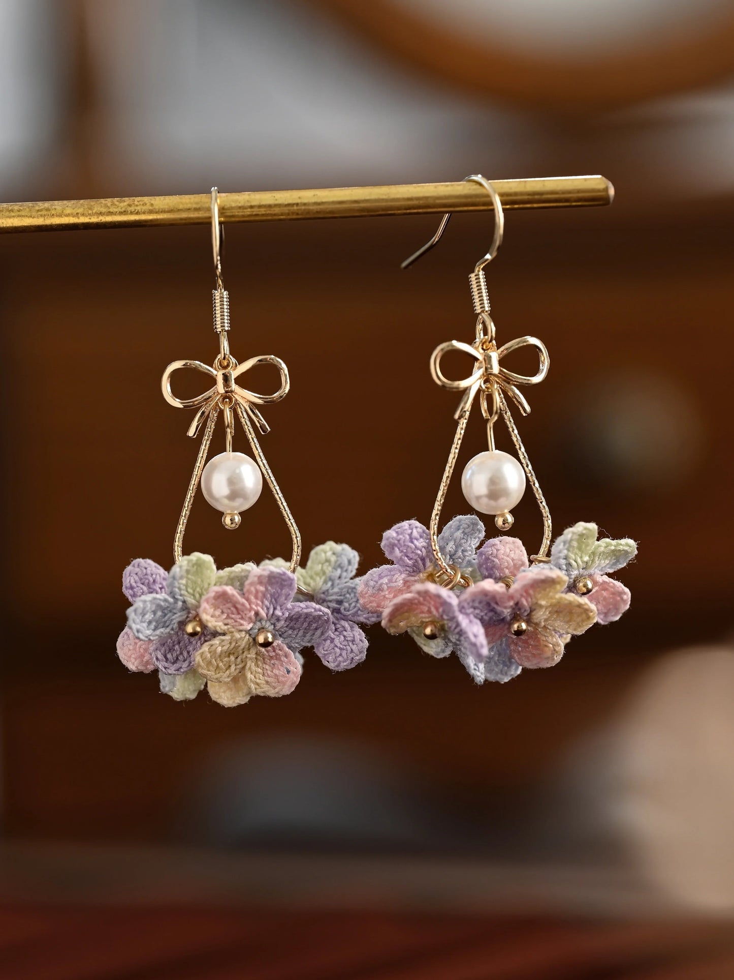 Blossom Dewdrop Micro Earrings Handmade Crochet Gift