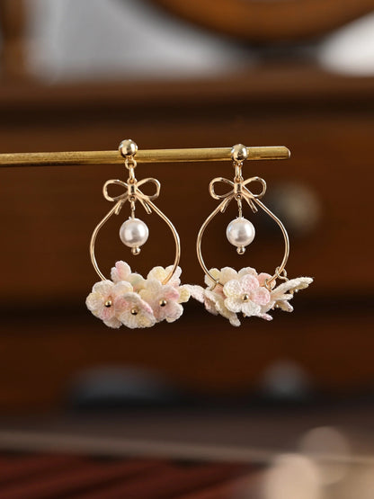 Blossom Dewdrop Micro Earrings Handmade Crochet Gift