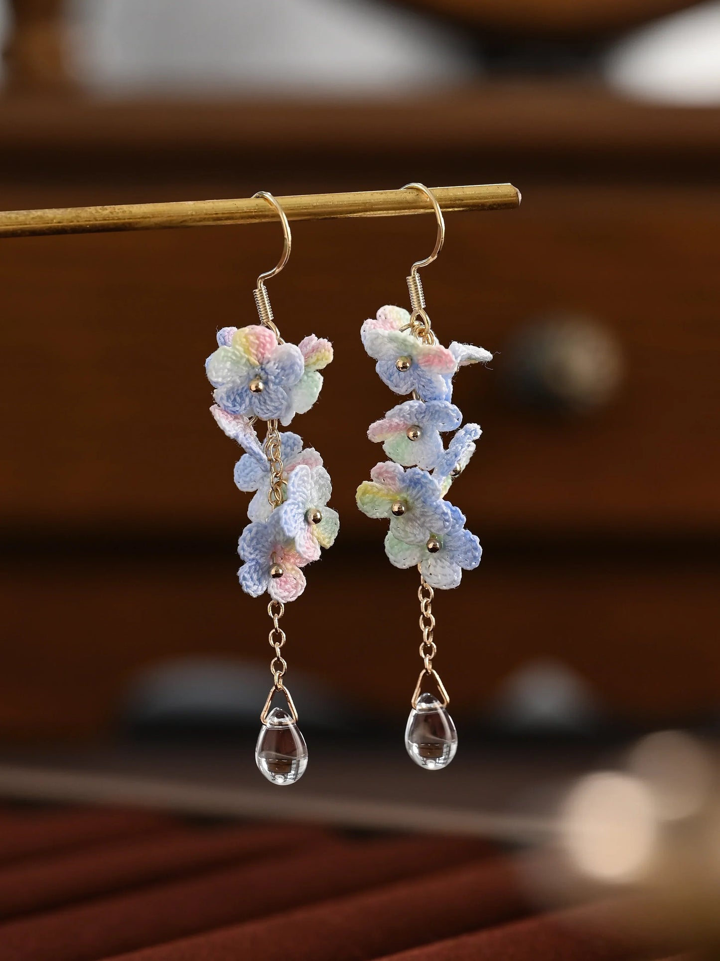Forget-Me-Not Micro Danglers Earrings Handmade Crochet Gift