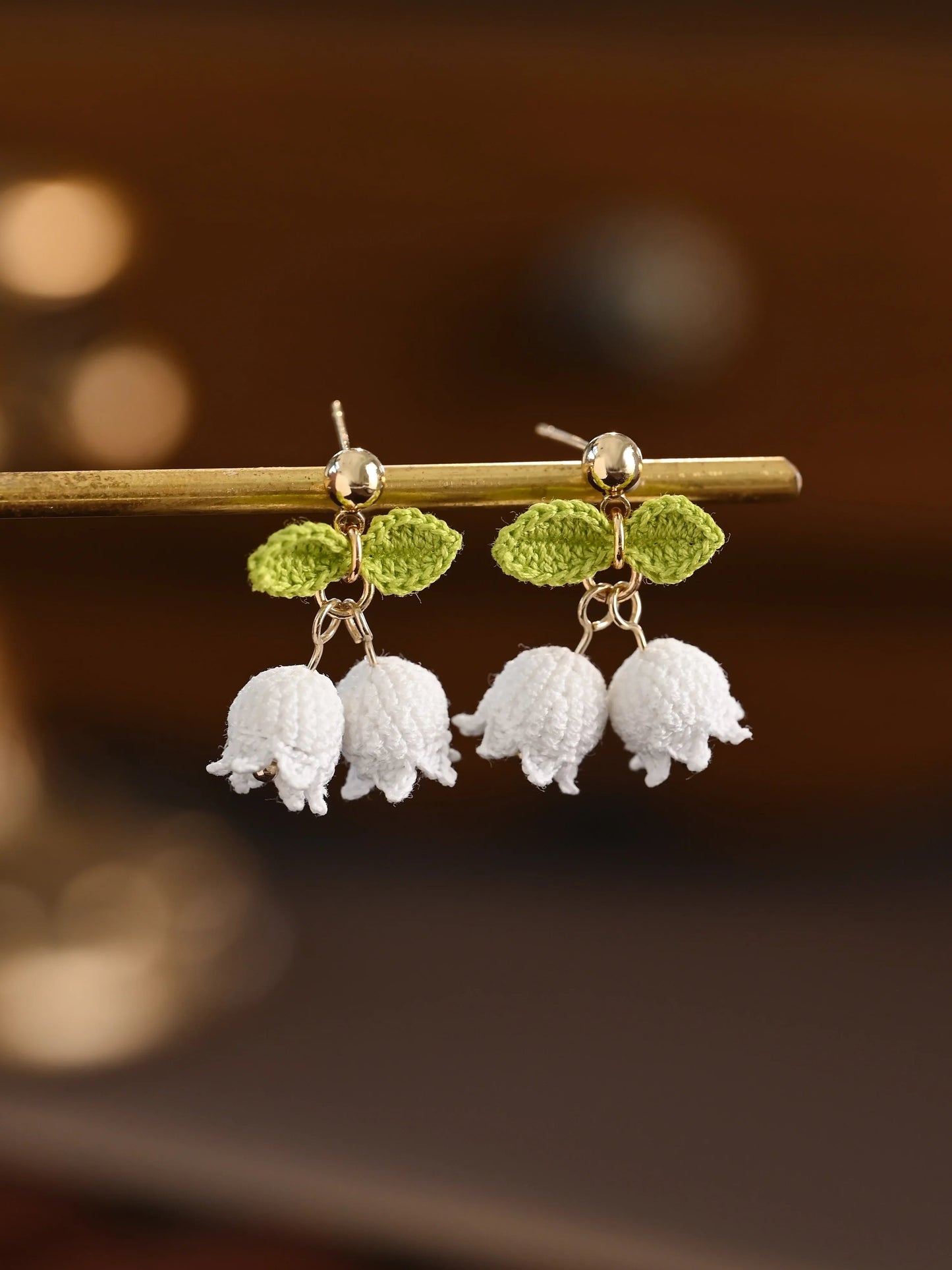 Lily Fairy Bell Micro Earrings Handmade Crochet Gift