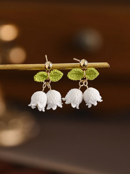 Lily Fairy Bell Micro Earrings Handmade Crochet Gift