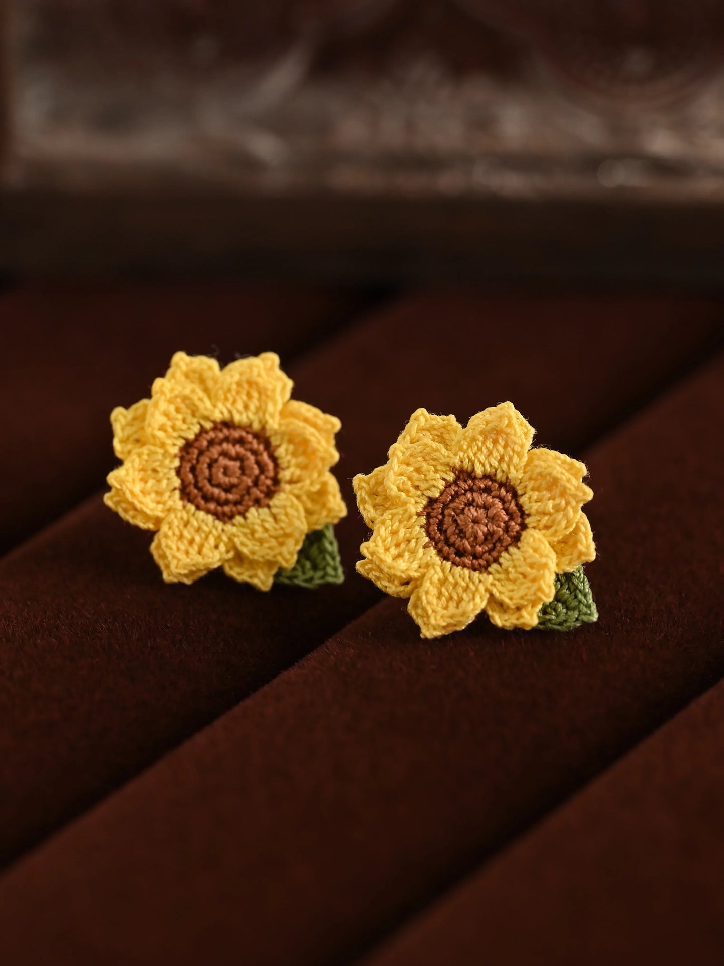 Sun-Kissed Sunflower Bloom Earrings Handmade Crochet Gift