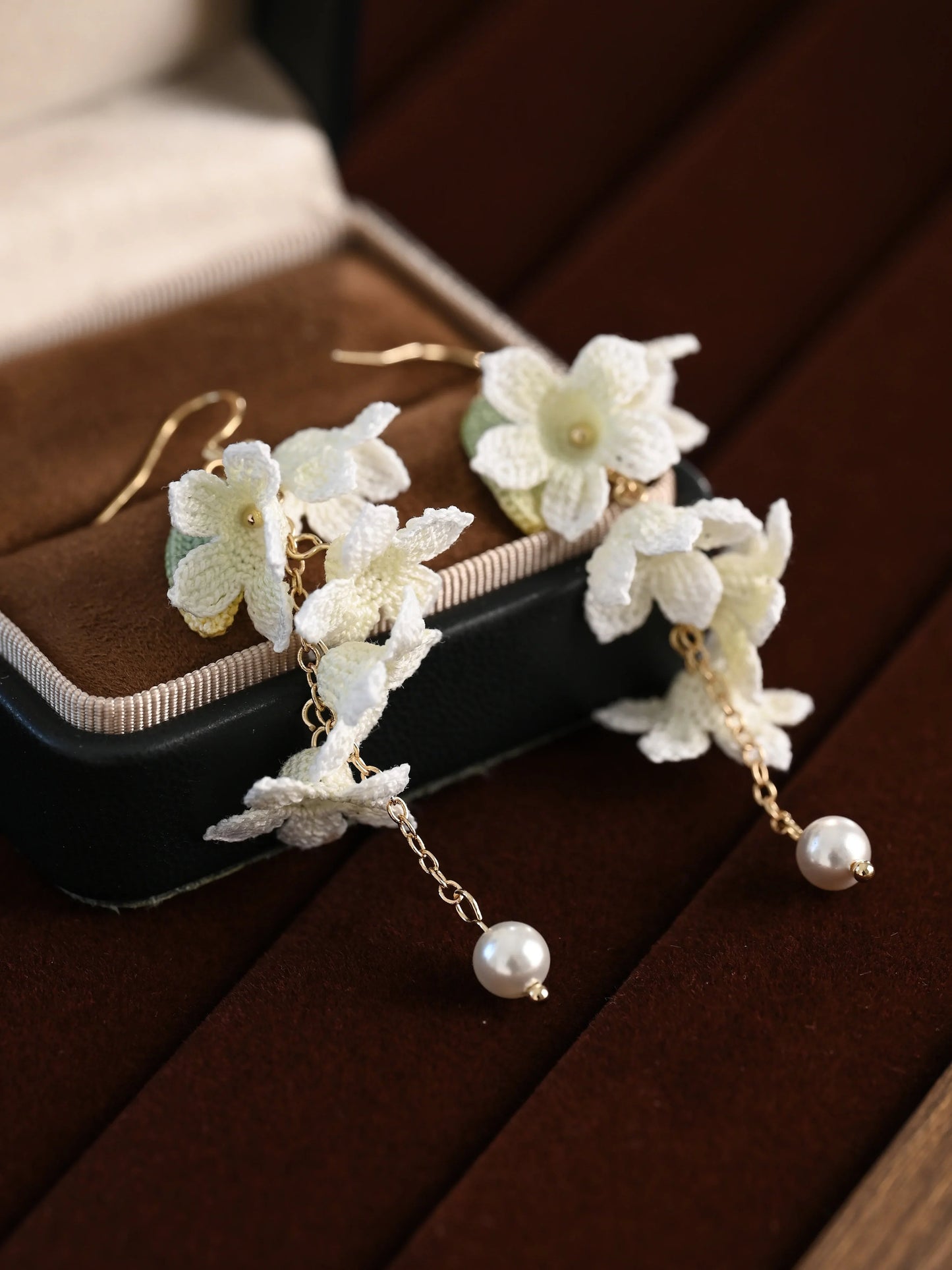 Yulan Blossom Micro-Crochet Earrings Handcrafted Gift