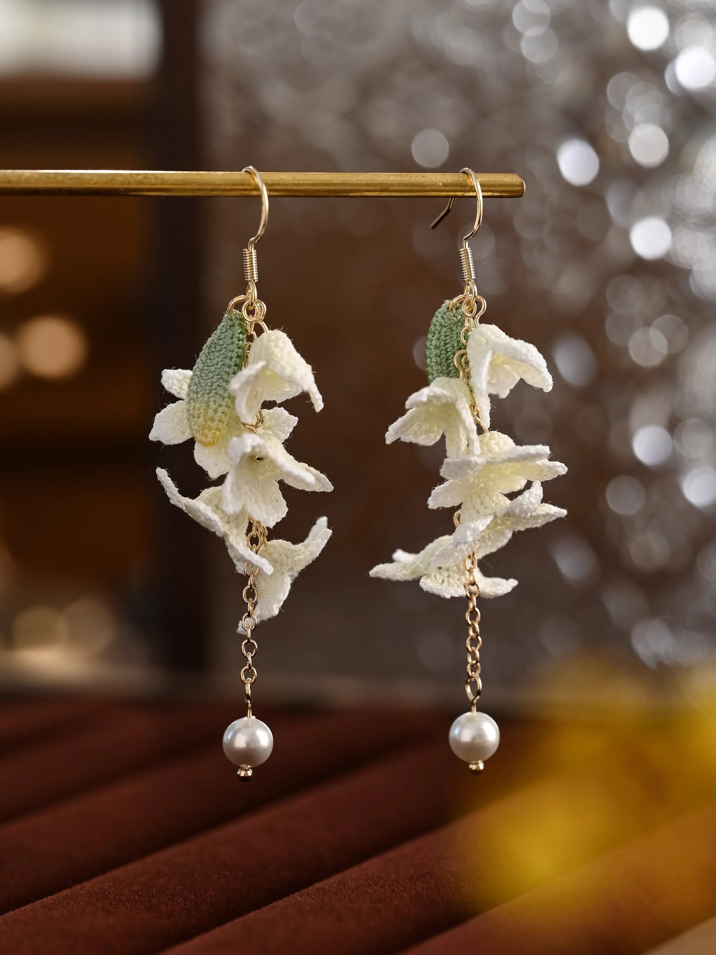 Yulan Blossom Micro-Crochet Earrings Handcrafted Gift