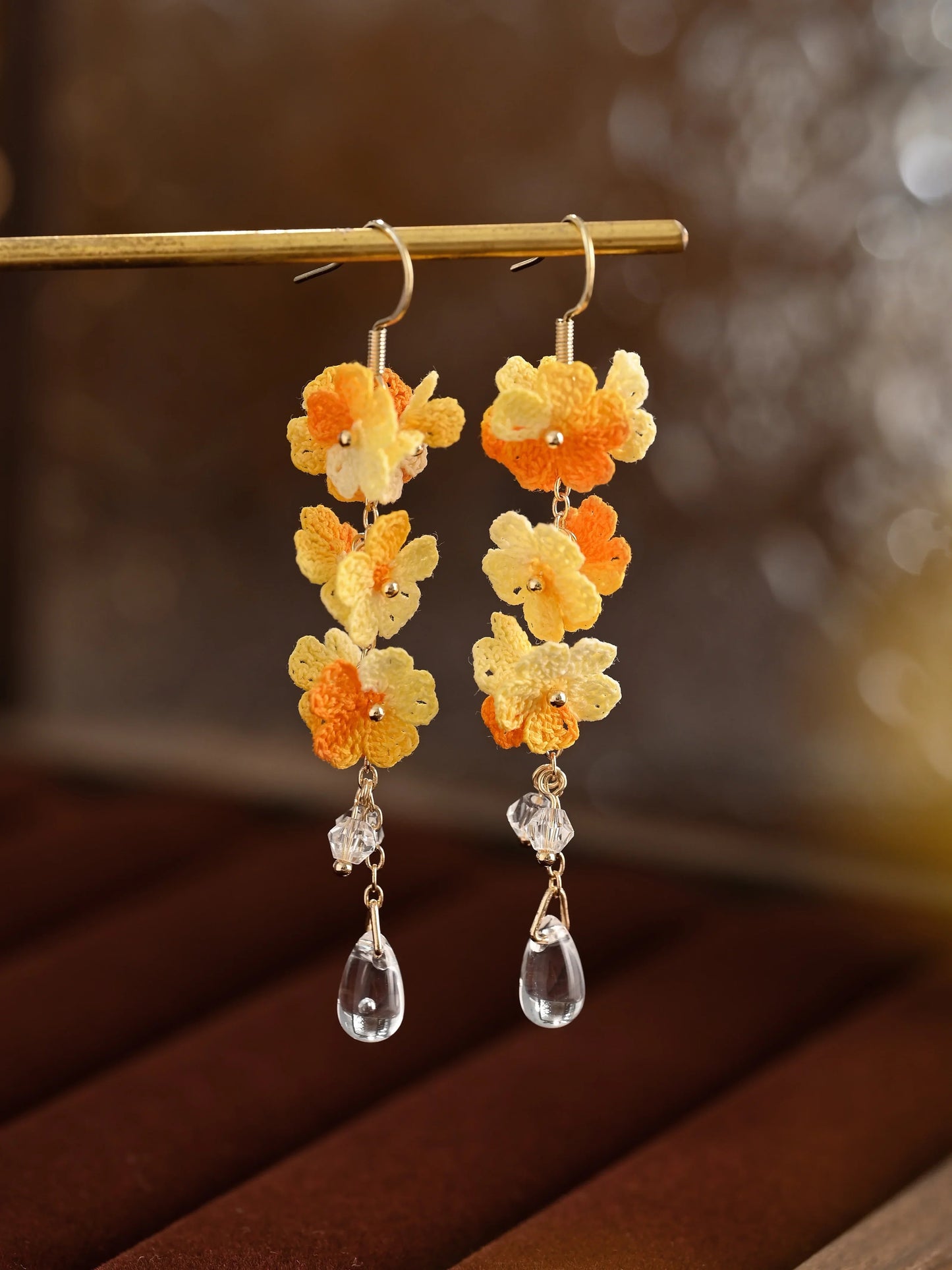 Forget-Me-Not Micro Danglers Earrings Handmade Crochet Gift