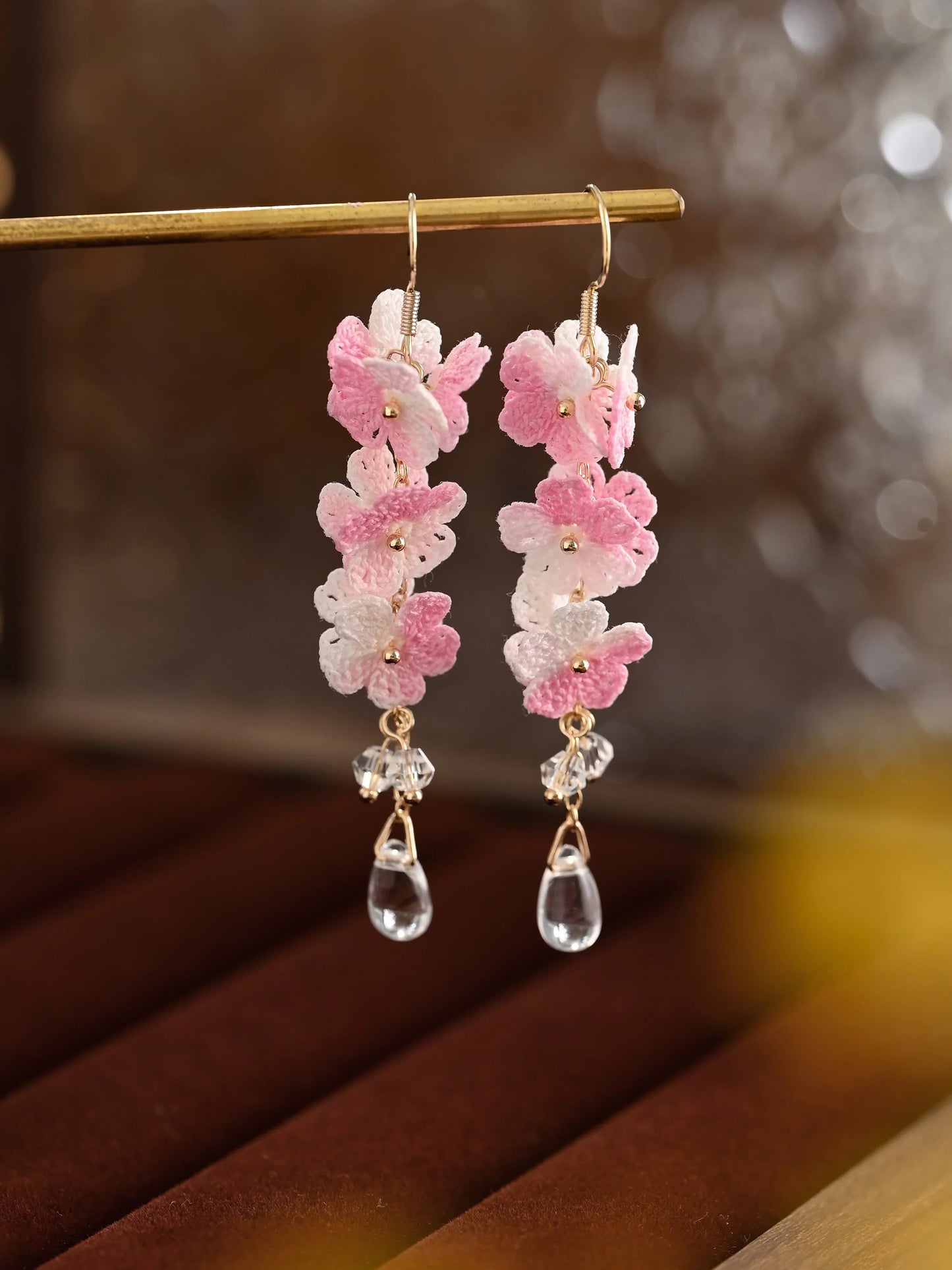 Forget-Me-Not Micro Danglers Earrings Handmade Crochet Gift