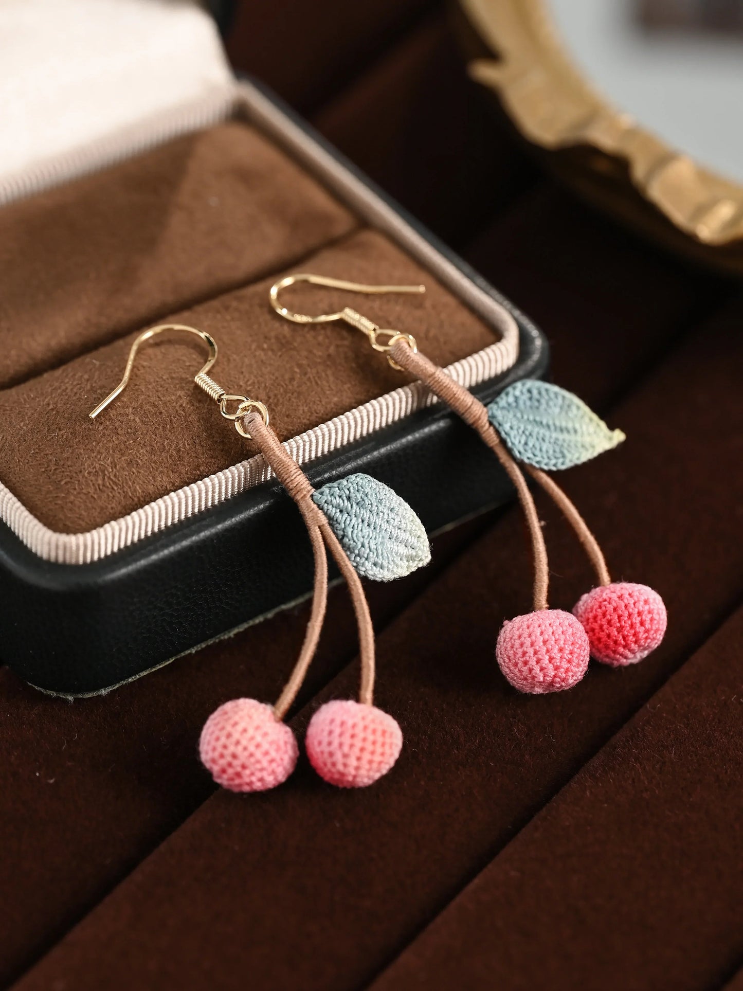Dainty Cherry Blossom Micro-Crochet Earrings Flower Gift