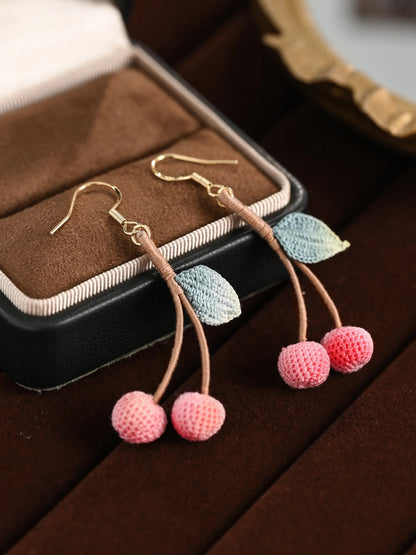 Dainty Cherry Blossom Micro-Crochet Earrings Flower Gift