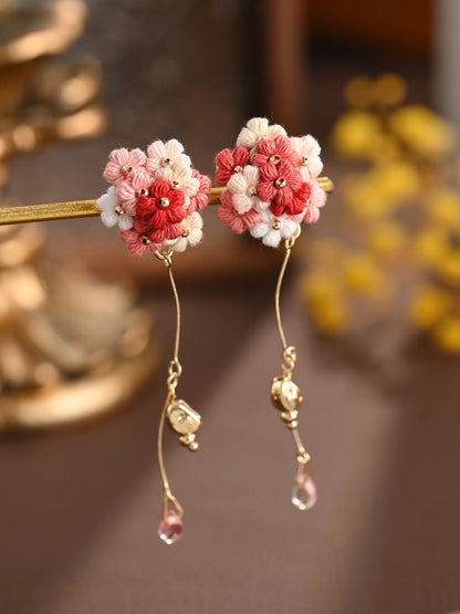 Blushing Bouquet Micro-Crochet Earrings Wedding Flower Gift