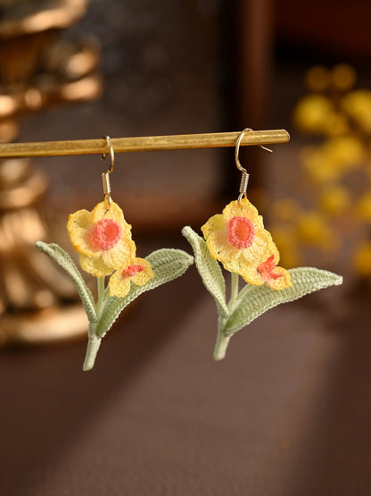 Narcissus Daffodil Handcrafter Crochet Earrings