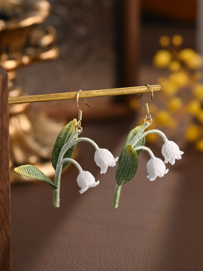 Lily of the Valley Micro Crochet Earrings Handmade Gift