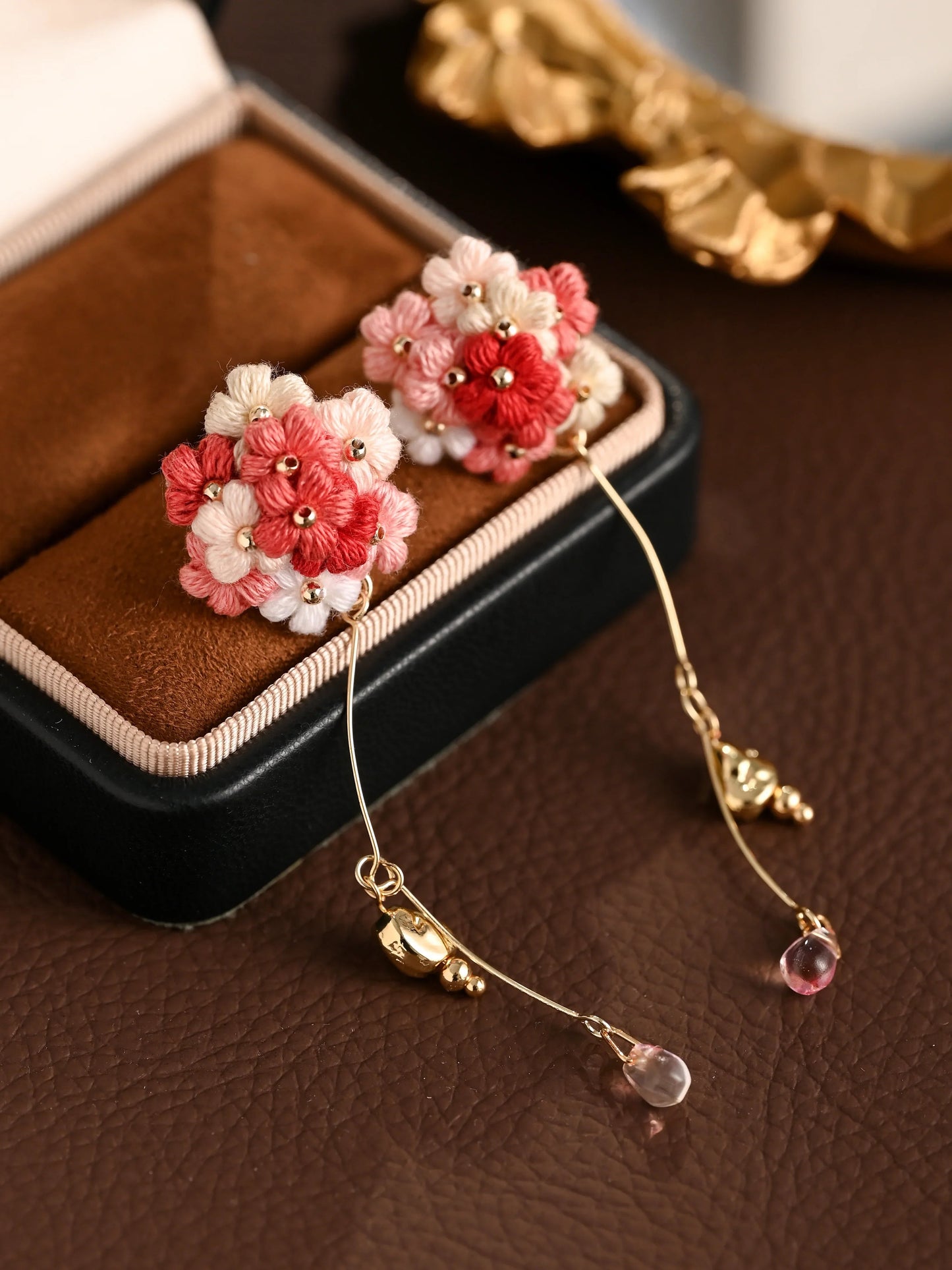 Blushing Bouquet Micro-Crochet Earrings Wedding Flower Gift