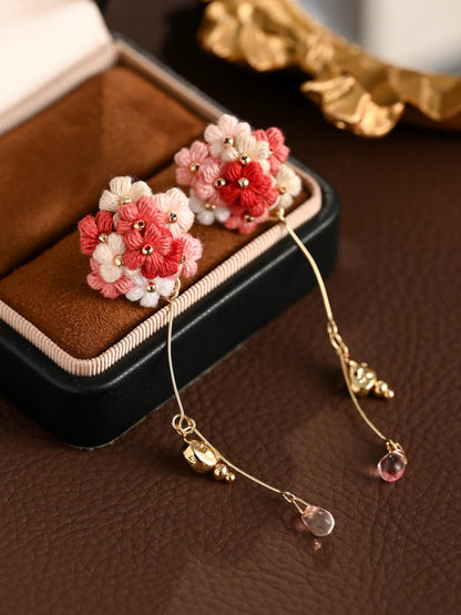 Blushing Bouquet Micro-Crochet Earrings Wedding Flower Gift