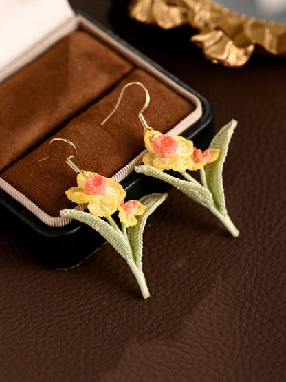 Narcissus Daffodil Handcrafter Crochet Earrings