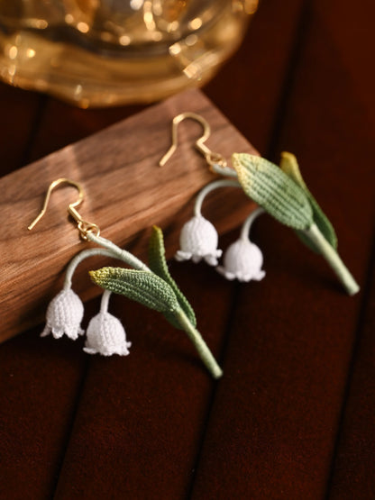 Lily of the Valley Micro Crochet Earrings Handmade Gift