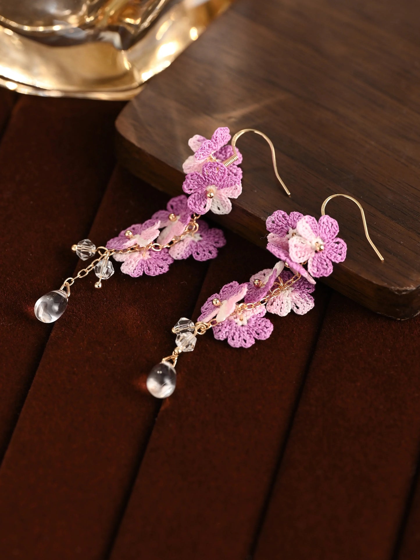 Forget-Me-Not Micro Danglers Earrings Handmade Crochet Gift