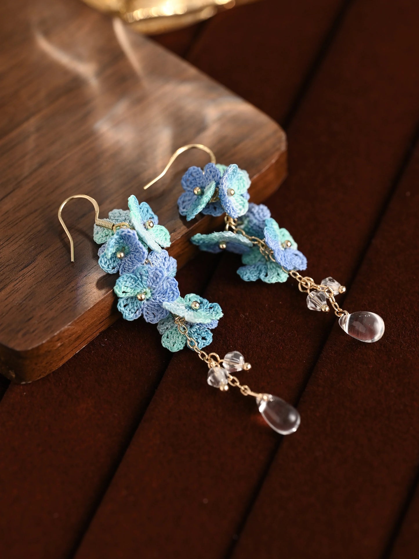 Forget-Me-Not Micro Danglers Earrings Handmade Crochet Gift