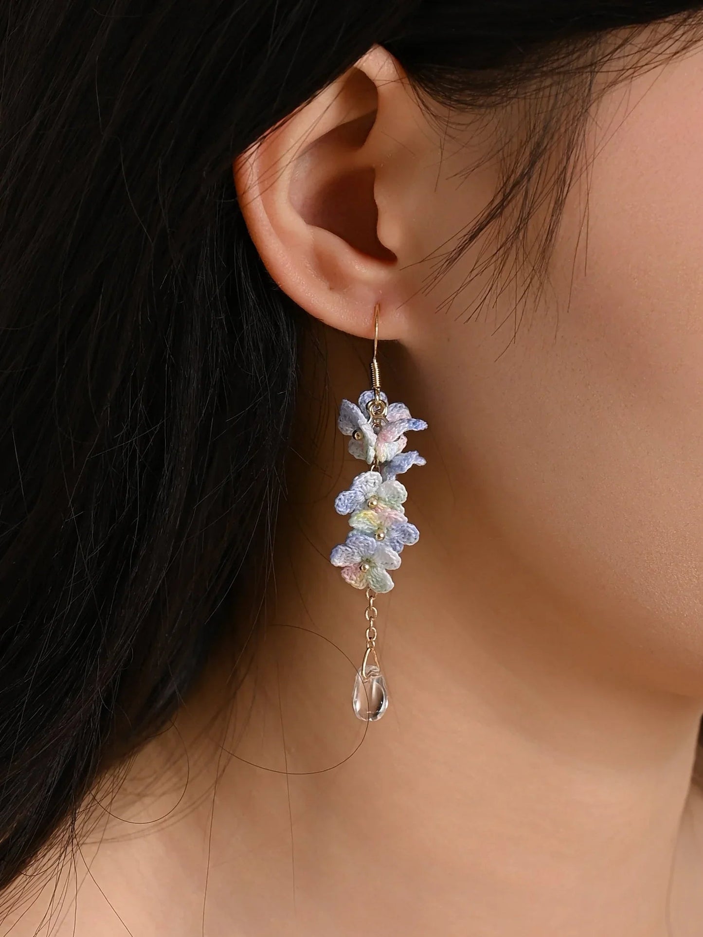 Forget-Me-Not Micro Danglers Earrings Handmade Crochet Gift
