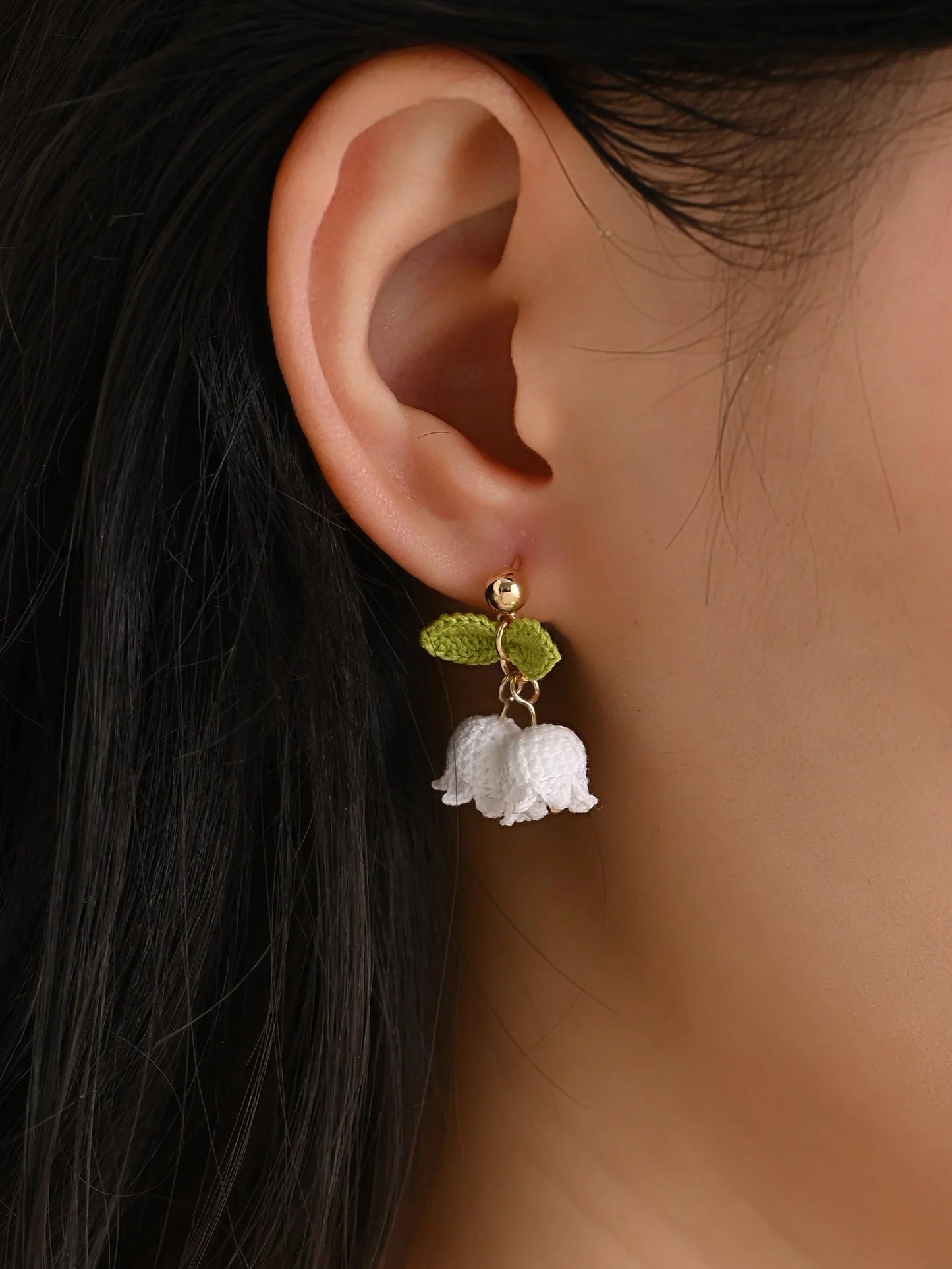 Lily Fairy Bell Micro Earrings Handmade Crochet Gift