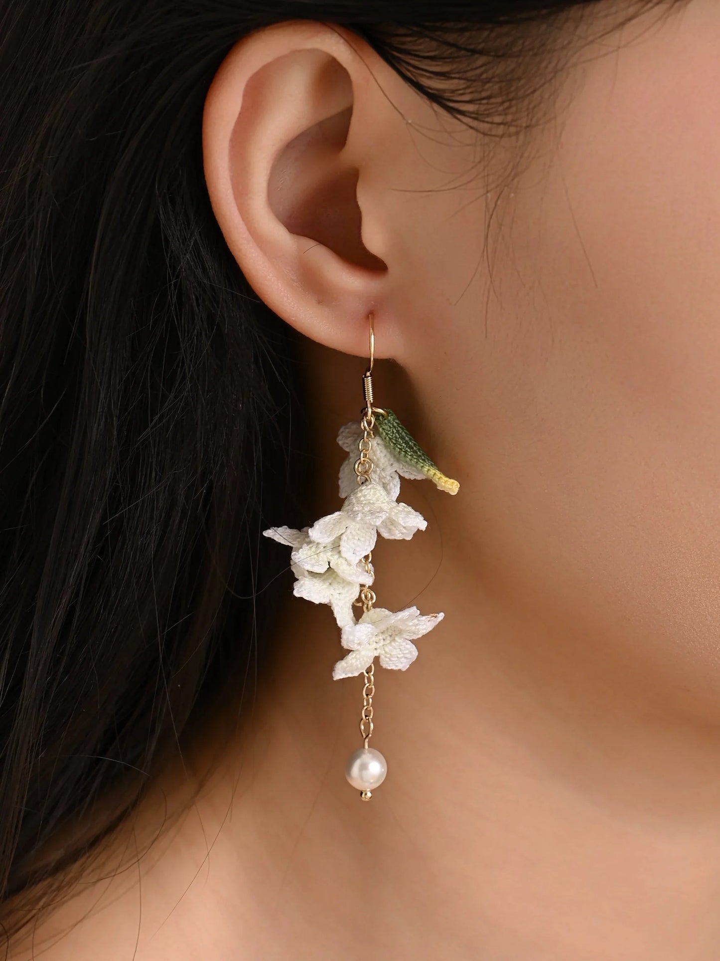 Yulan Blossom Micro-Crochet Earrings Handcrafted Gift