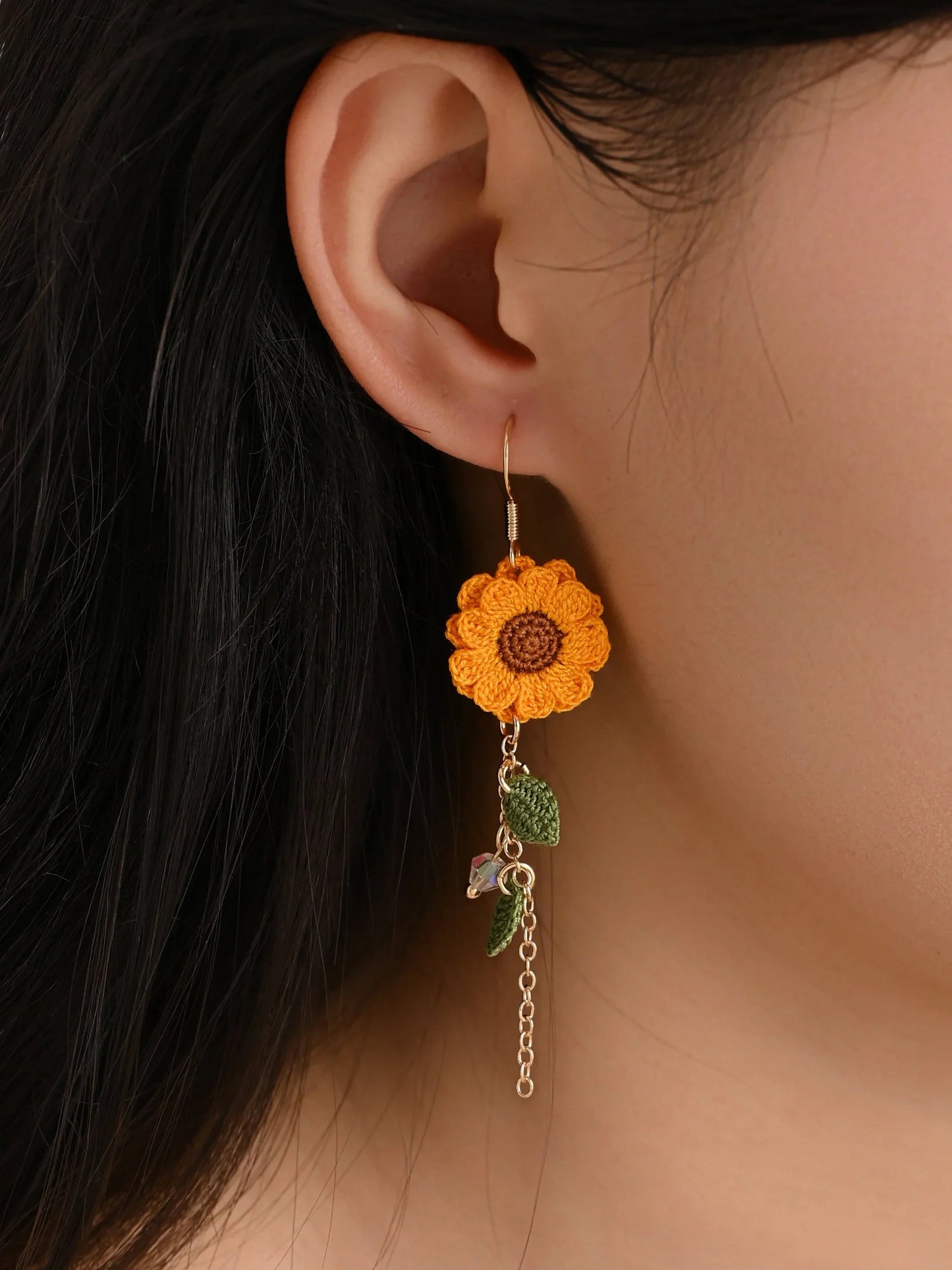 Sun-Kissed Sunflower Bloom Earrings Handmade Crochet Gift