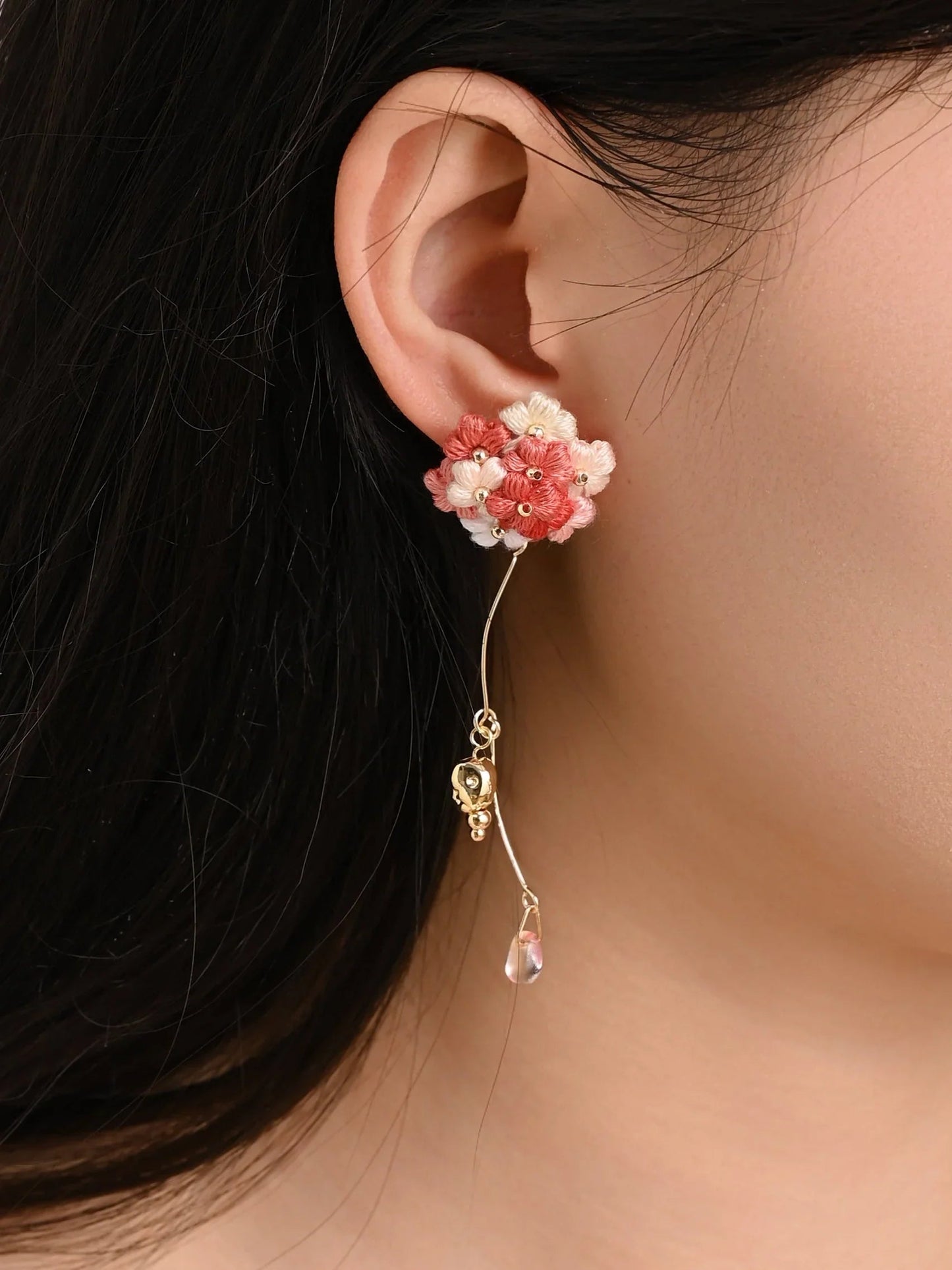Blushing Bouquet Micro-Crochet Earrings Wedding Flower Gift